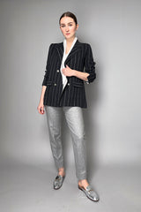 D. Exterior Reversible Striped Knit Blazer in Anthracite and Granite