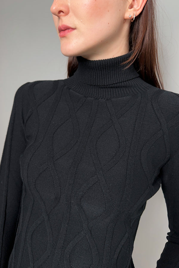 D. Exterior Turtleneck Sweater with Embossed Pattern in Black - Ashia Mode – Vancouver, BC