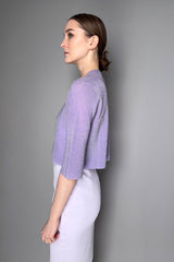 D. Exterior Cropped Flowing Lurex Cardigan in Lilac