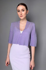 D. Exterior Cropped Flowing Lurex Cardigan in Lilac