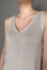D. Exterior Feather-Weight Lurex Tank Top in Silver Sand