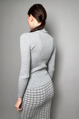 D. Exterior Sparkly Ribbed Turtleneck Sweater in Silver Vancouver. Shop Online or in Store.