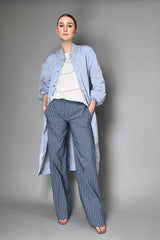 D. Exterior Straight Leg Pinstripe Cotton Pants in Denim Blue