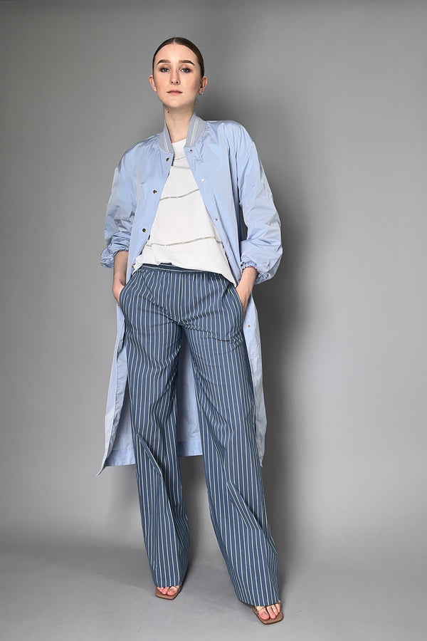 D. Exterior Straight Leg Pinstripe Cotton Pants in Denim Blue Vancouver. Shop Online or in Store.