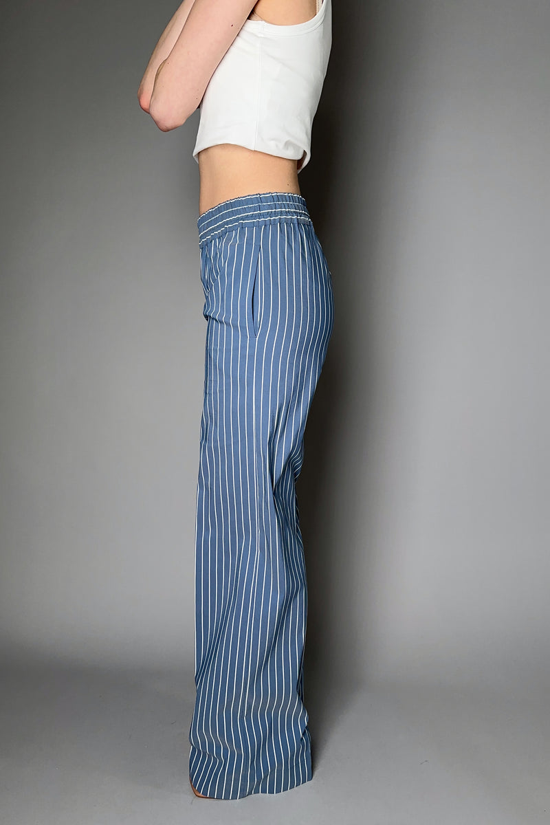 D. Exterior Straight Leg Pinstripe Cotton Pants in Denim Blue