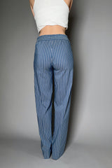 D. Exterior Straight Leg Pinstripe Cotton Pants in Denim Blue