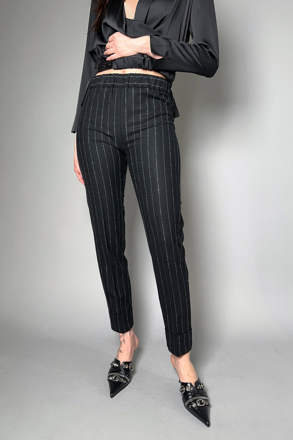 D. Exterior Black Stretch Flannel Trousers with Lurex and Wool Stripes - Ashia Mode – Vancouver, BC