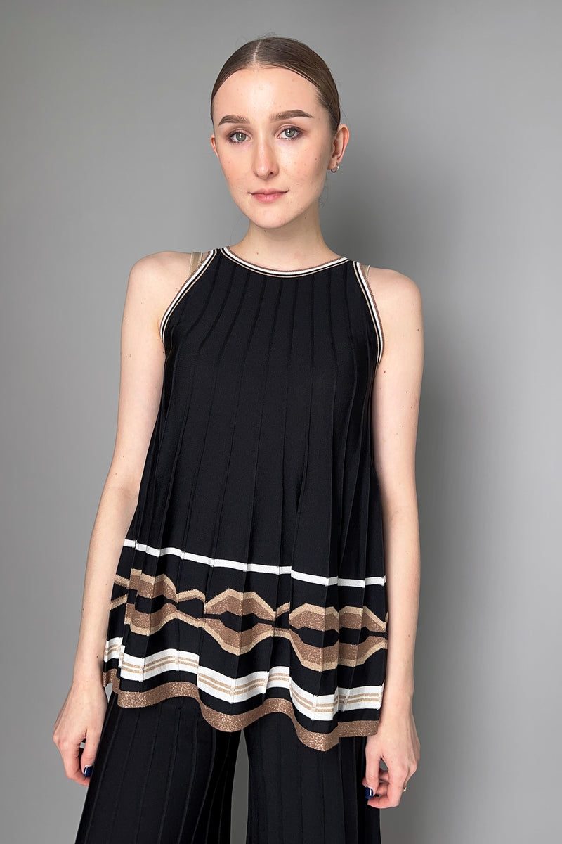 D. Exterior Ribbed Trapeze Top in Black with Bronze Lurex Pattern Vancouver. Shop Online or in Store.