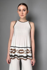 D. Exterior Ribbed Trapeze Top in White with Bronze Lurex Pattern Vancouver. Shop Online or in Store.