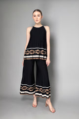 D. Exterior Ribbed Knit Pants in Black with Bronze Lurex Pattern Vancouver. Shop Online or in Store.