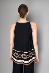 D. Exterior Ribbed Trapeze Top in Black with Bronze Lurex Pattern