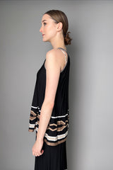 D. Exterior Ribbed Trapeze Top in Black with Bronze Lurex Pattern