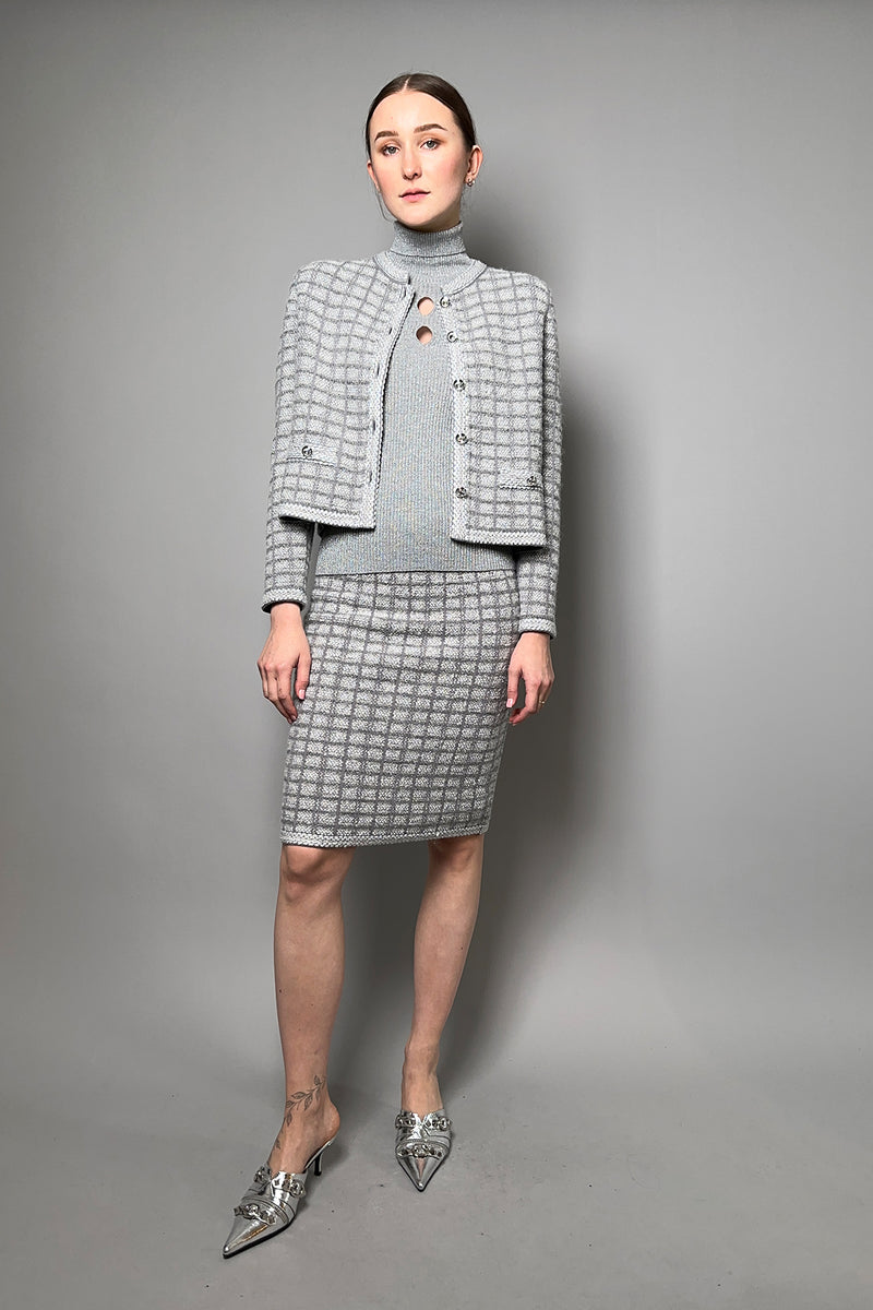 D. Exterior Sparkly Ribbed Turtleneck Sweater in Silver Vancouver. Shop Online or in Store.