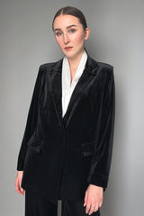 D. Exterior Black Velvet Blazer