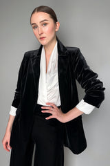 D. Exterior Black Velvet Blazer