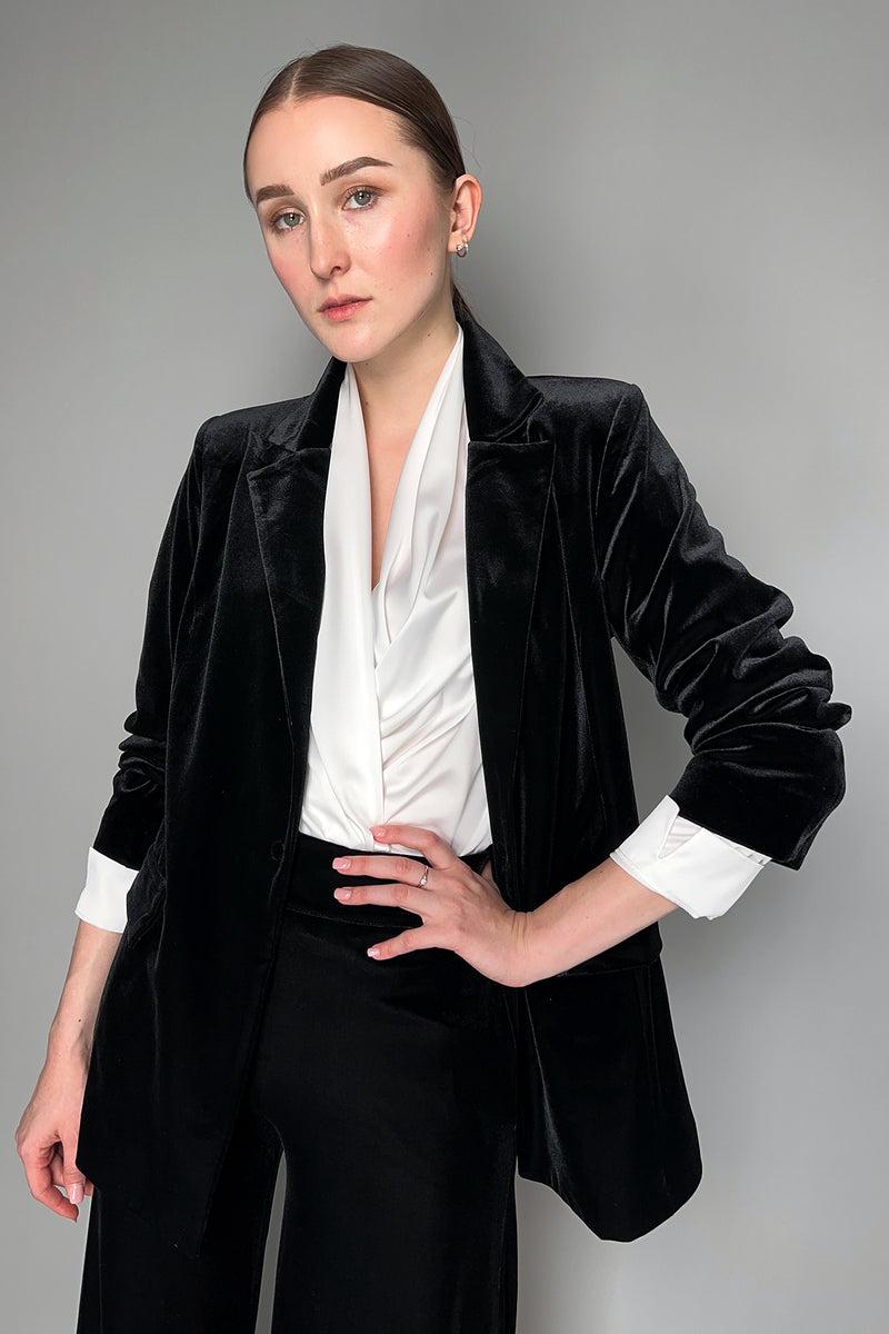 D. Exterior Black Velvet Blazer