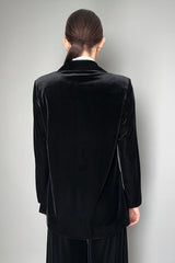 D. Exterior Black Velvet Blazer