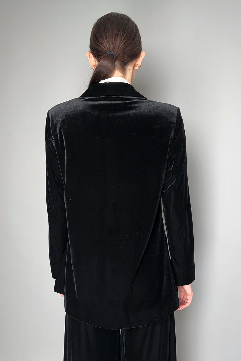 D. Exterior Black Velvet Blazer