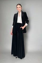 D. Exterior Black Velvet Blazer