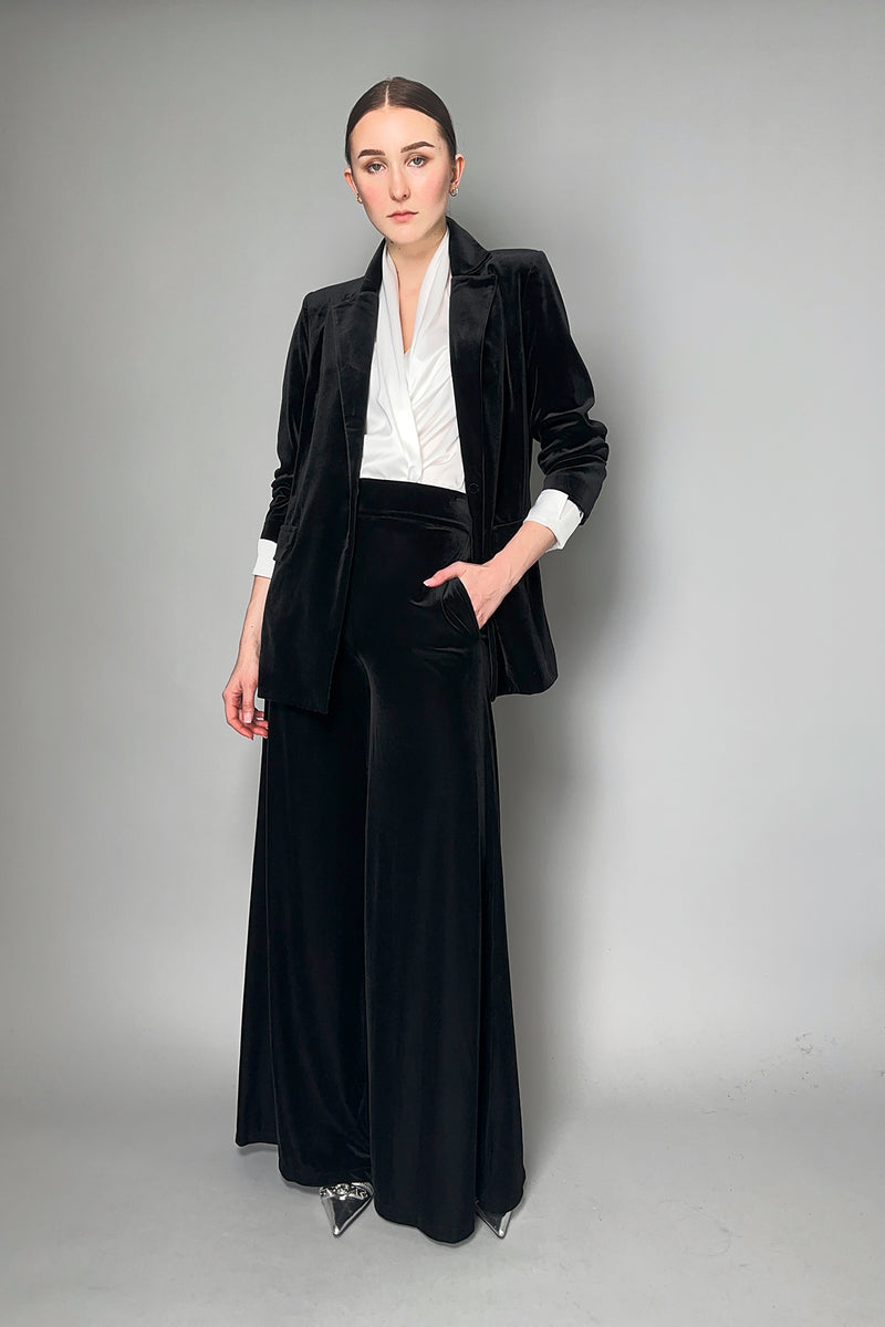 D. Exterior Black Velvet Blazer