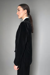 D. Exterior Black Velvet Blazer
