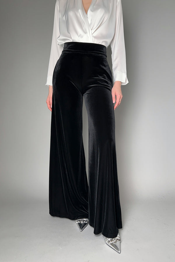 D. Exterior Wide Velvet Pants in Black