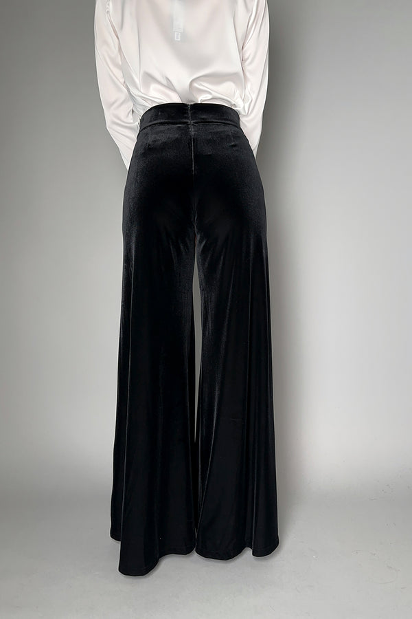 D. Exterior Wide Velvet Pants in Black