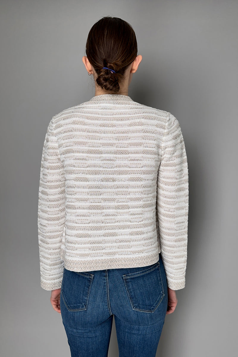 D. Exterior Lurex Bouclé Knit Jacket in Off-White