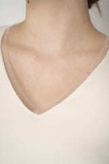 Fabiana Filippi Cotton Stretch V-neck Top in Off-White Vancouver. Shop Online or in Store.