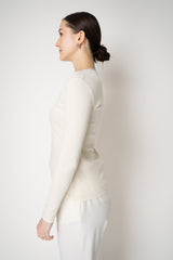 Fabiana Filippi Cotton Stretch V-neck Top in Off-White Vancouver. Shop Online or in Store.