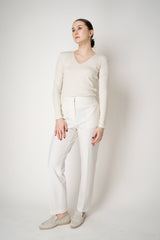 Fabiana Filippi Cotton Stretch V-neck Top in Off-White Vancouver. Shop Online or in Store.