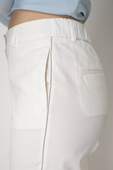 Peserico Cropped Cotton Tapered Trousers with Brilliant Details Down the Leg in White Vancouver. Shop Online or in Store.