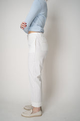 Peserico Cropped Cotton Tapered Trousers with Brilliant Details Down the Leg in White Vancouver. Shop Online or in Store.