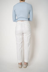 Peserico Cropped Cotton Tapered Trousers with Brilliant Details Down the Leg in White Vancouver. Shop Online or in Store.