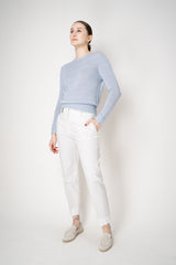 Peserico Cropped Cotton Tapered Trousers with Brilliant Details Down the Leg in White Vancouver. Shop Online or in Store.