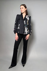 Dorothee Schumacher Flower Whirl Silk Blouse in Black - Ashia Mode - Vancouver, BC