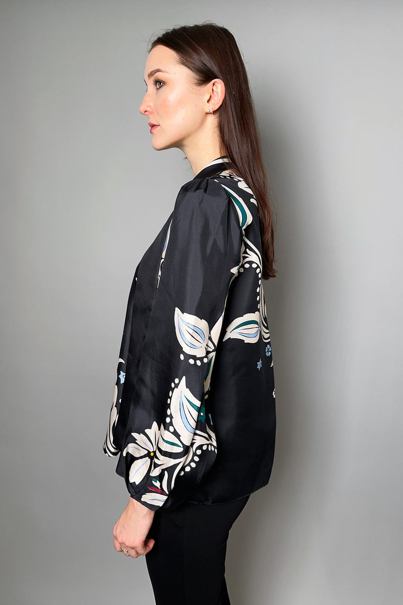 Dorothee Schumacher Flower Whirl Silk Blouse in Black - Ashia Mode - Vancouver, BC