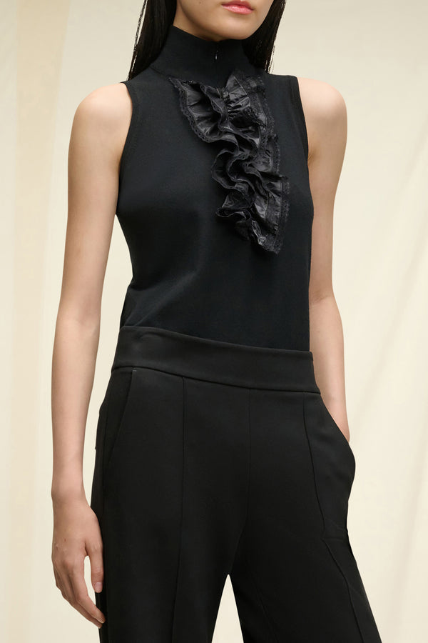 Dorothee Schumacher Delicate Merino Top with Lace Flounce - Ashia Mode - Vancouver, BC