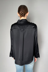 Dorothee Schumacher Silk Charmeuse Blouse with Collar Detail in Black