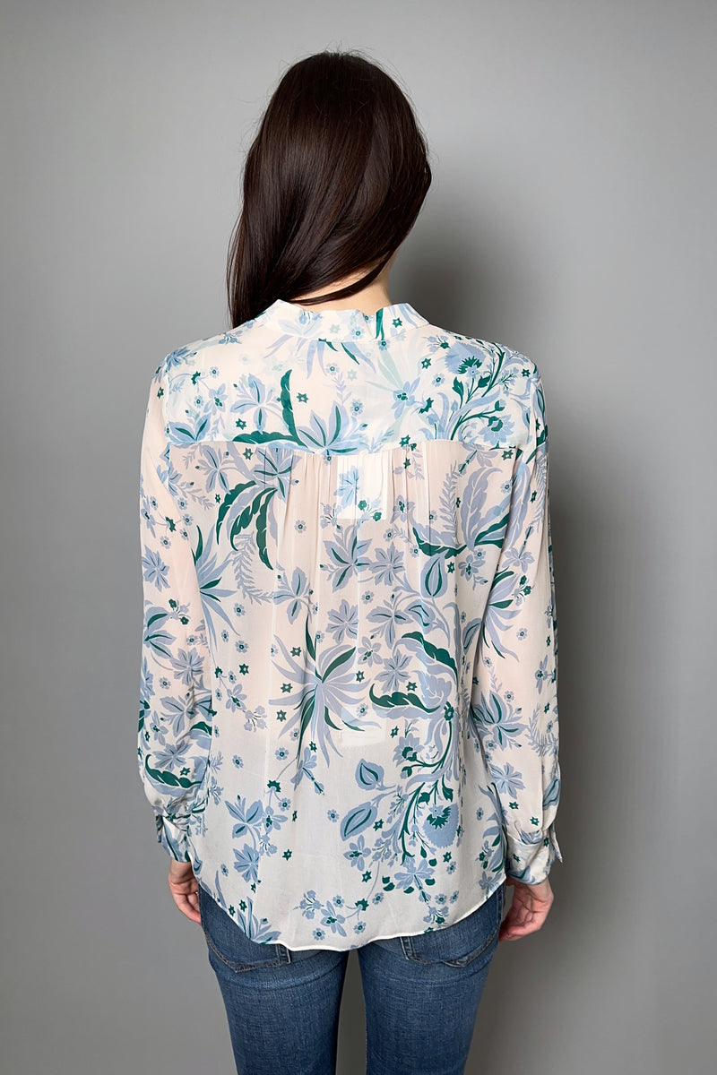 Dorothee Schumacher Blooming Blend Chiffon Blouse in Cream and Blue