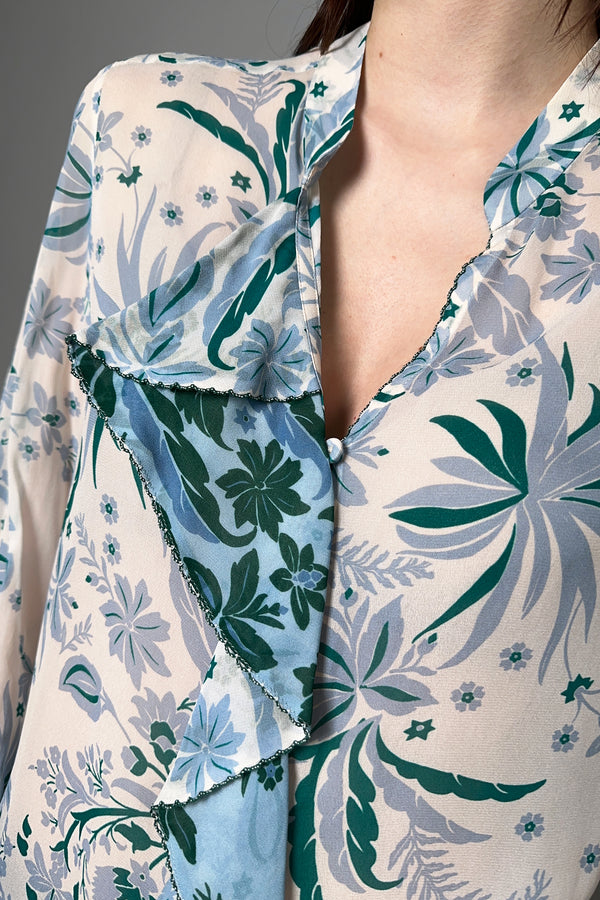 Dorothee Schumacher Blooming Blend Chiffon Blouse in Cream and Blue - Ashia Mode – Vancouver, BC