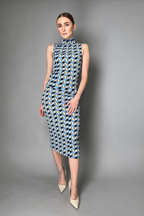 Dorothee Schumacher Graphic Volumes Graphic Print Smocked Turtleneck Shell Top