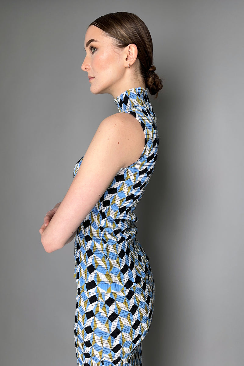 Dorothee Schumacher Graphic Volumes Graphic Print Smocked Turtleneck Shell Top- Ashia Mode- Vancouver, BC