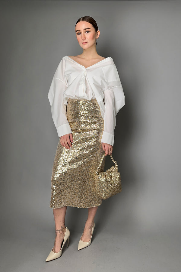 Dorothee Schumacher Shimmering Sequined Comfort Skirt in Gold