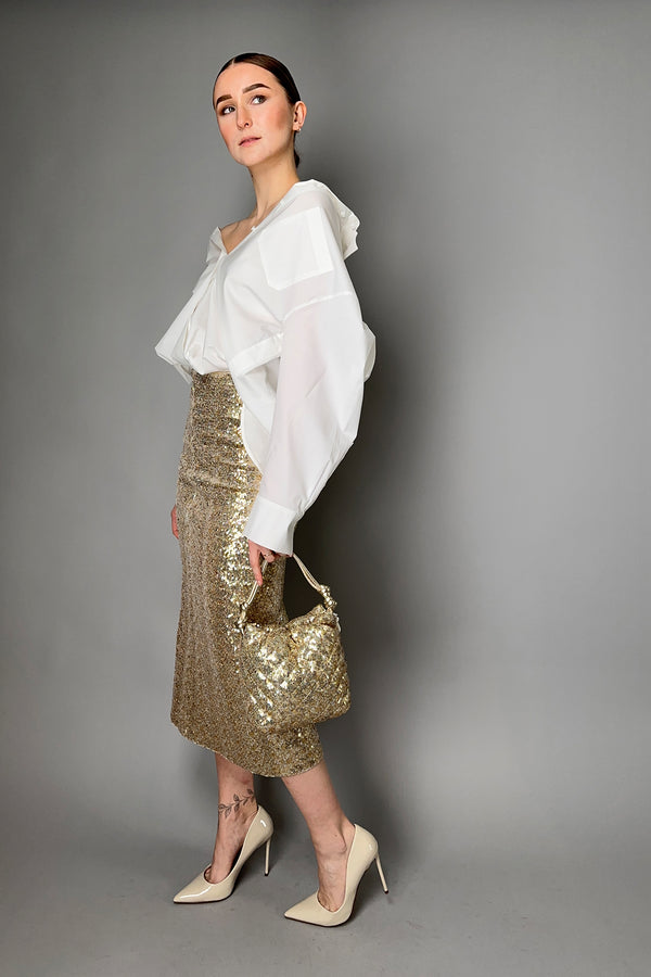 Dorothee Schumacher Shimmering Touch Petite Sequin Satchel Handbag in Gold