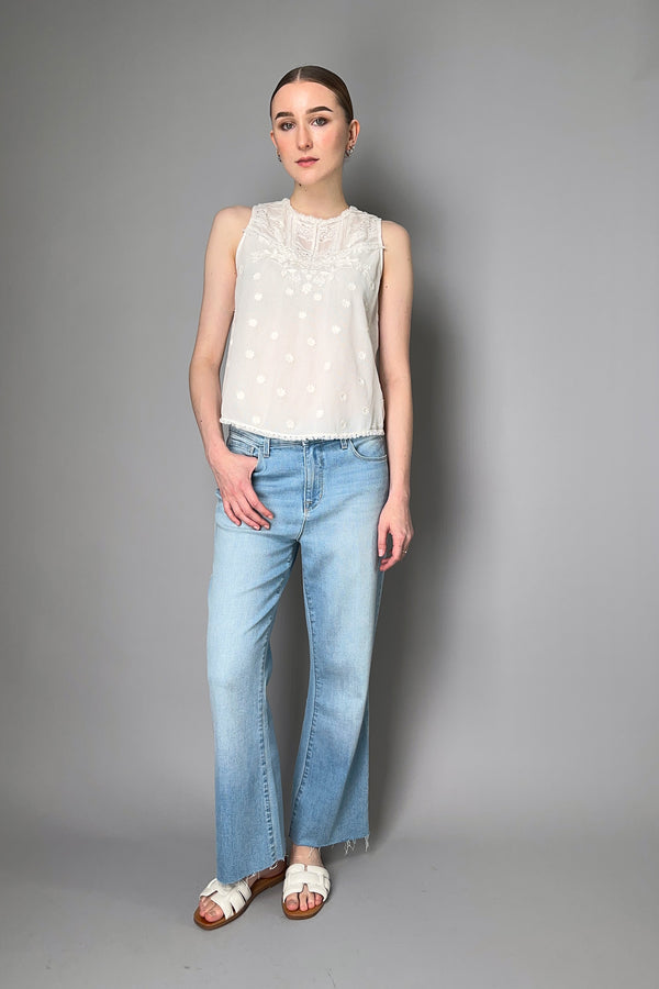 Dorothee Schumacher Cotton-Silk Embroidered Sleeveless Top in Off-White