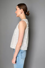 Dorothee Schumacher Cotton-Silk Embroidered Sleeveless Top in Off-White