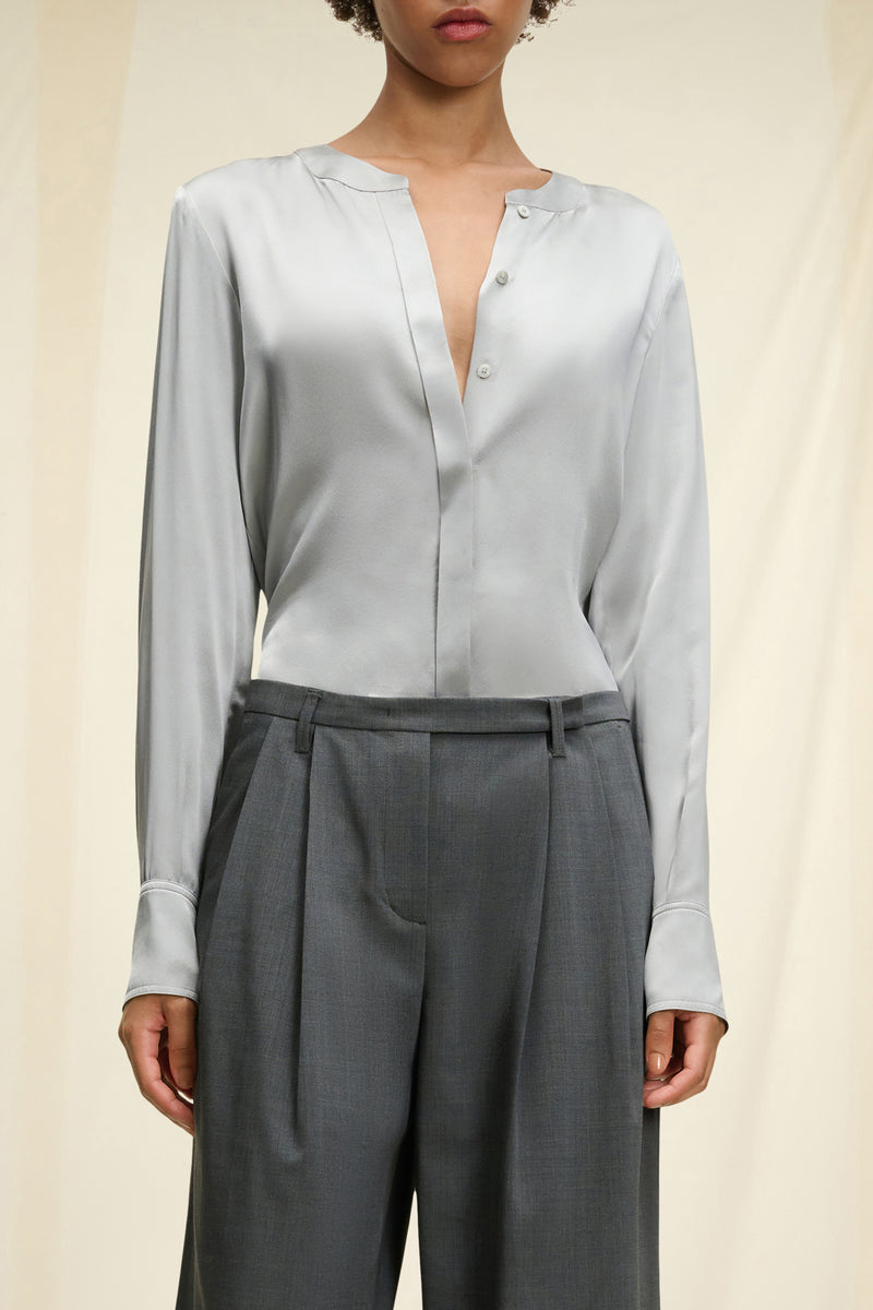 Dorothee Schumacher Sleek Attraction Blouse in Silver Grey - Ashia Mode- Vancouver, BC