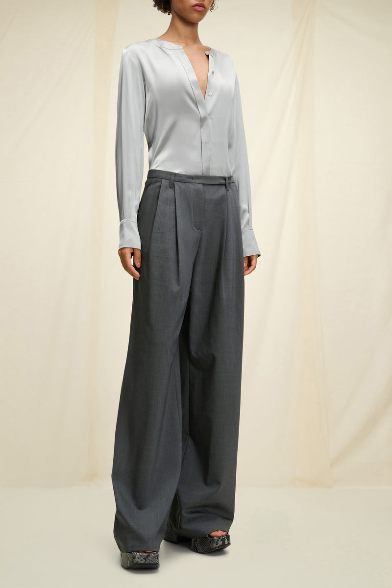 Dorothee Schumacher Sleek Attraction Blouse in Silver Grey - Ashia Mode- Vancouver, BC