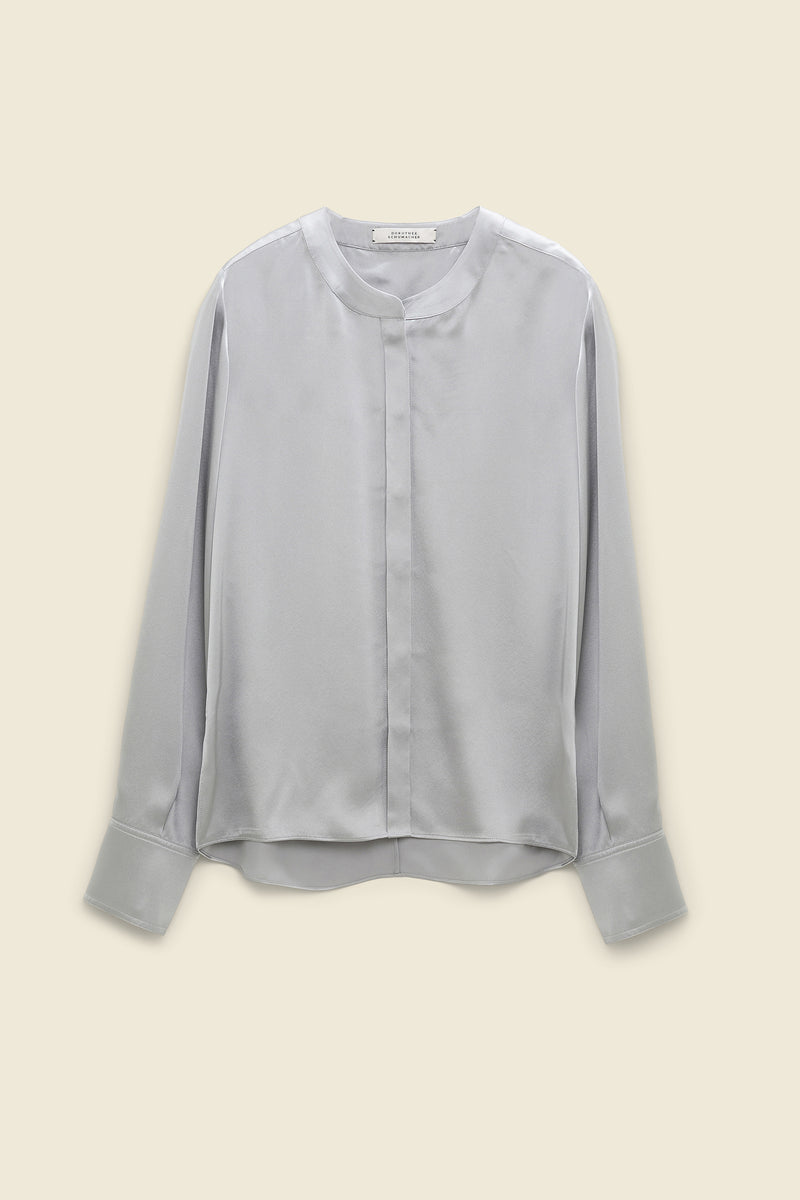Dorothee Schumacher Sleek Attraction Blouse in Silver Grey - Ashia Mode- Vancouver, BC